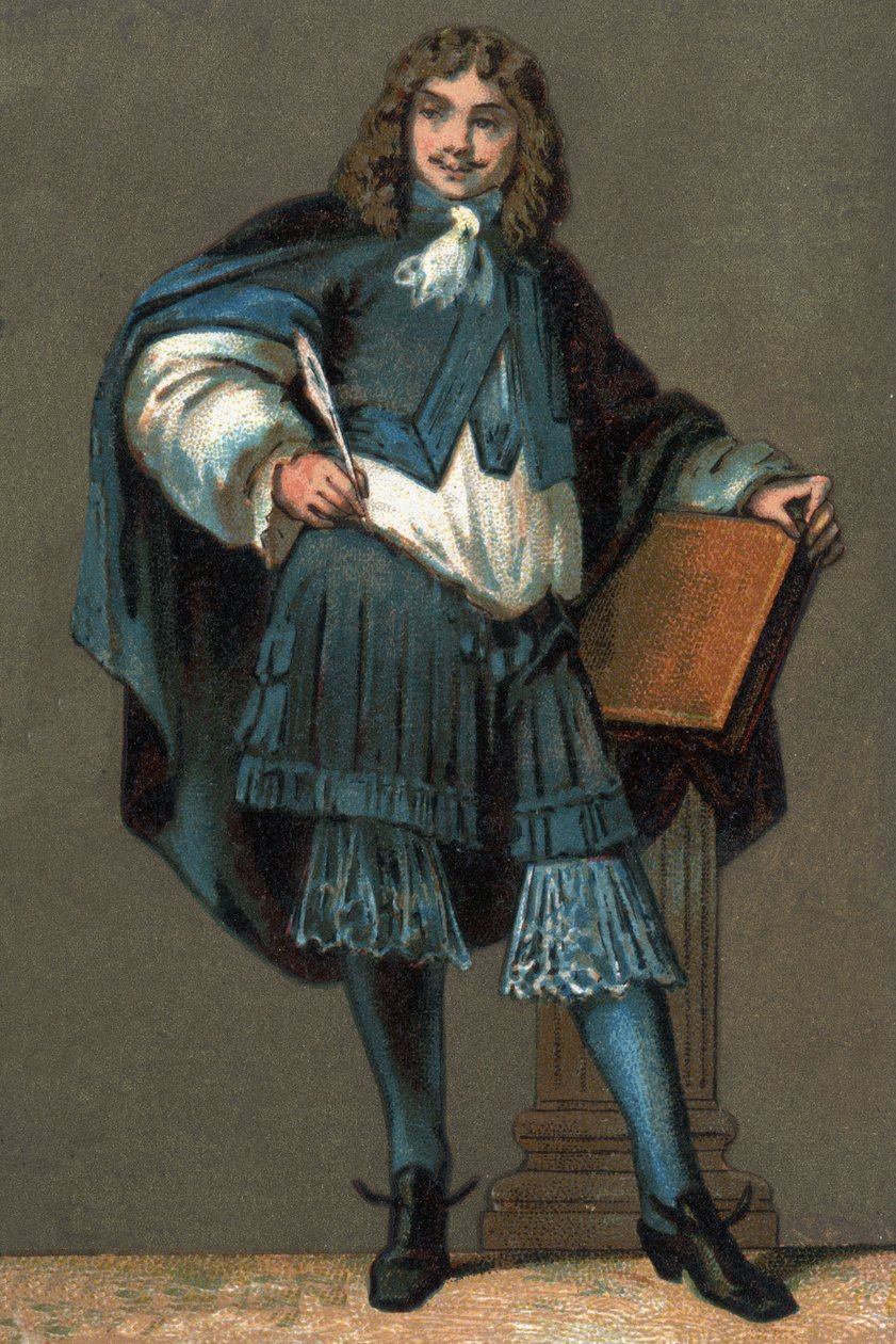 Portræt af Jean Baptiste Poquelin dit Moliere (1622-1673) Chromolithography circa 1890. af Unknown artist