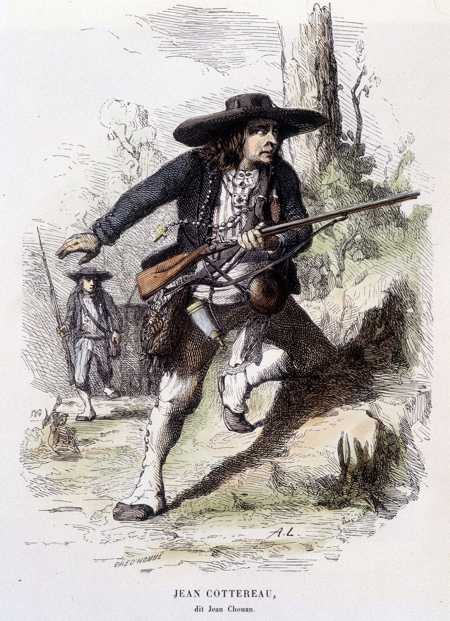 Portræt af Jean Cottereau, dit Jean Chouan (1757-1794), leder af oprøret i Lower Maine i 1793 - gravering af Unknown artist