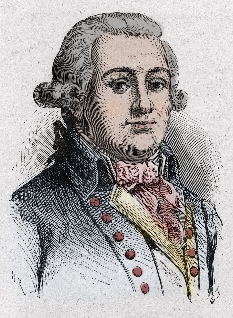 Portræt af Jean Francois (Jean-Francois) Delacroix, dit Lacroix fransk politiker (1754-1794). Stik fra 1889. af Unknown artist
