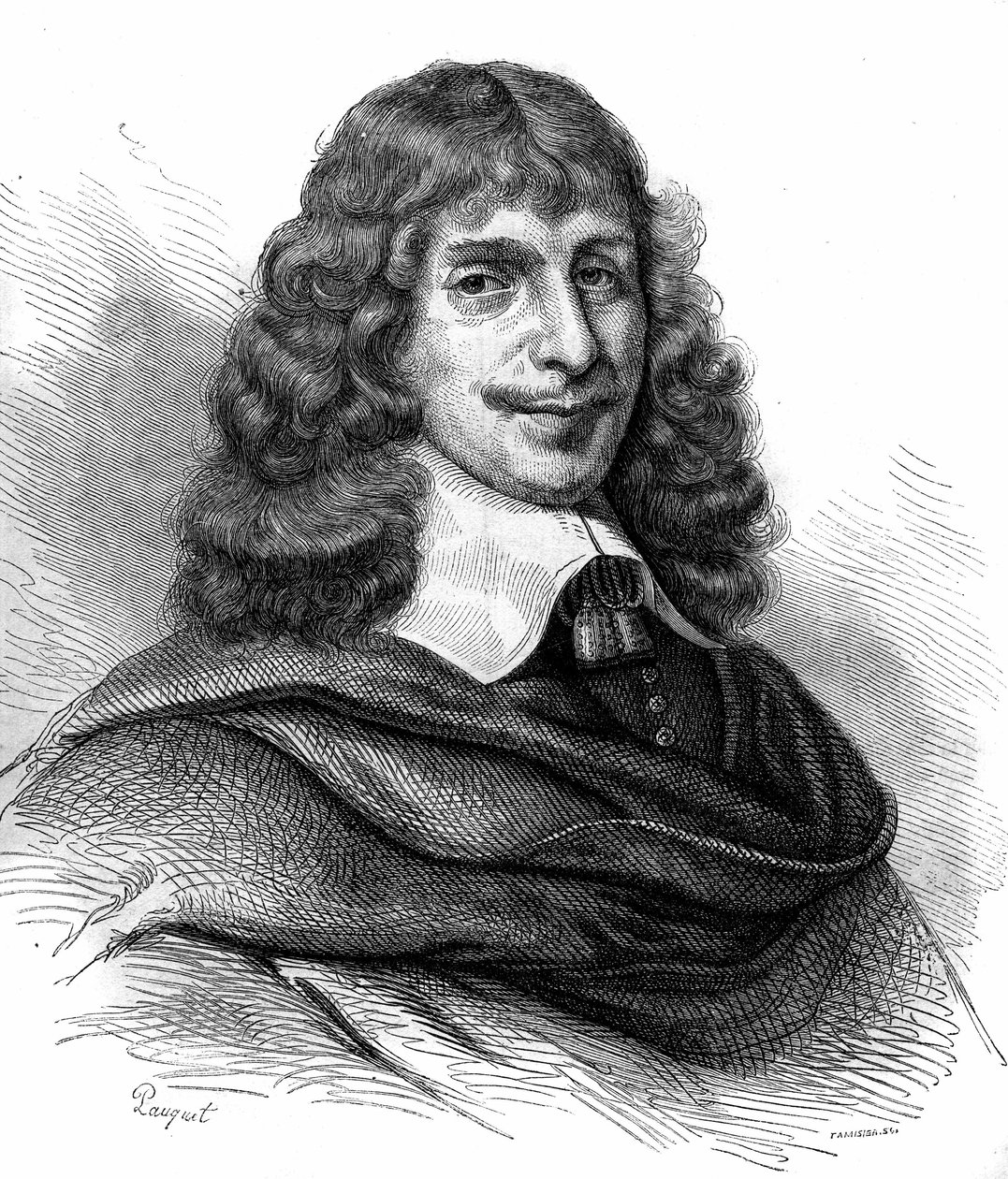 Portræt af Jean Francois Sarasin (Sarrazin, Sarazin) (1614 -1654), fransk forfatter. Stik fra 1870. af Unknown artist