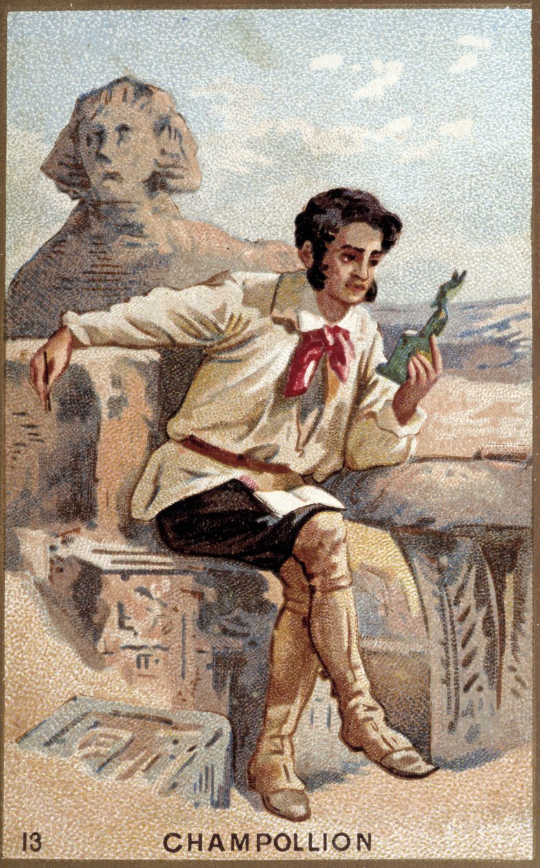 Portræt af Jean François (Jean-Francois) Champollion, dit le Jeune (1790 - 1832) fransk egyptolog. Kromolitografi af det 19. århundrede. af Unknown artist