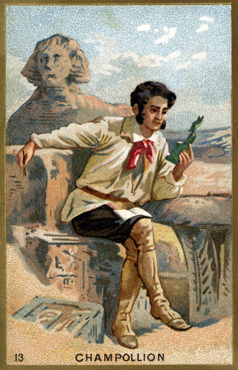 Portræt af Jean François (Jean-Francois) Champollion, dit le Jeune (1790 - 1832) fransk egyptolog. Kromolitografi af det 19. århundrede. af Unknown artist