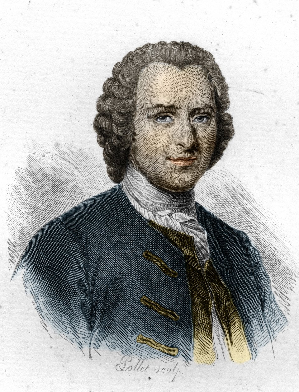 Portræt af Jean Jacques Rousseau, stik fra det 19. århundrede af Unknown artist