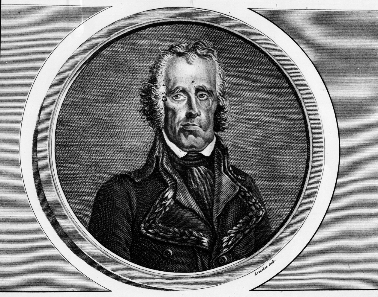 Portræt af Jean Nicolas Houchard (1738-1793), general francais. Indgravering i "" Komplet samling af historiske malerier fra den franske revolution, i tre bind.""" 1804. af Unknown artist