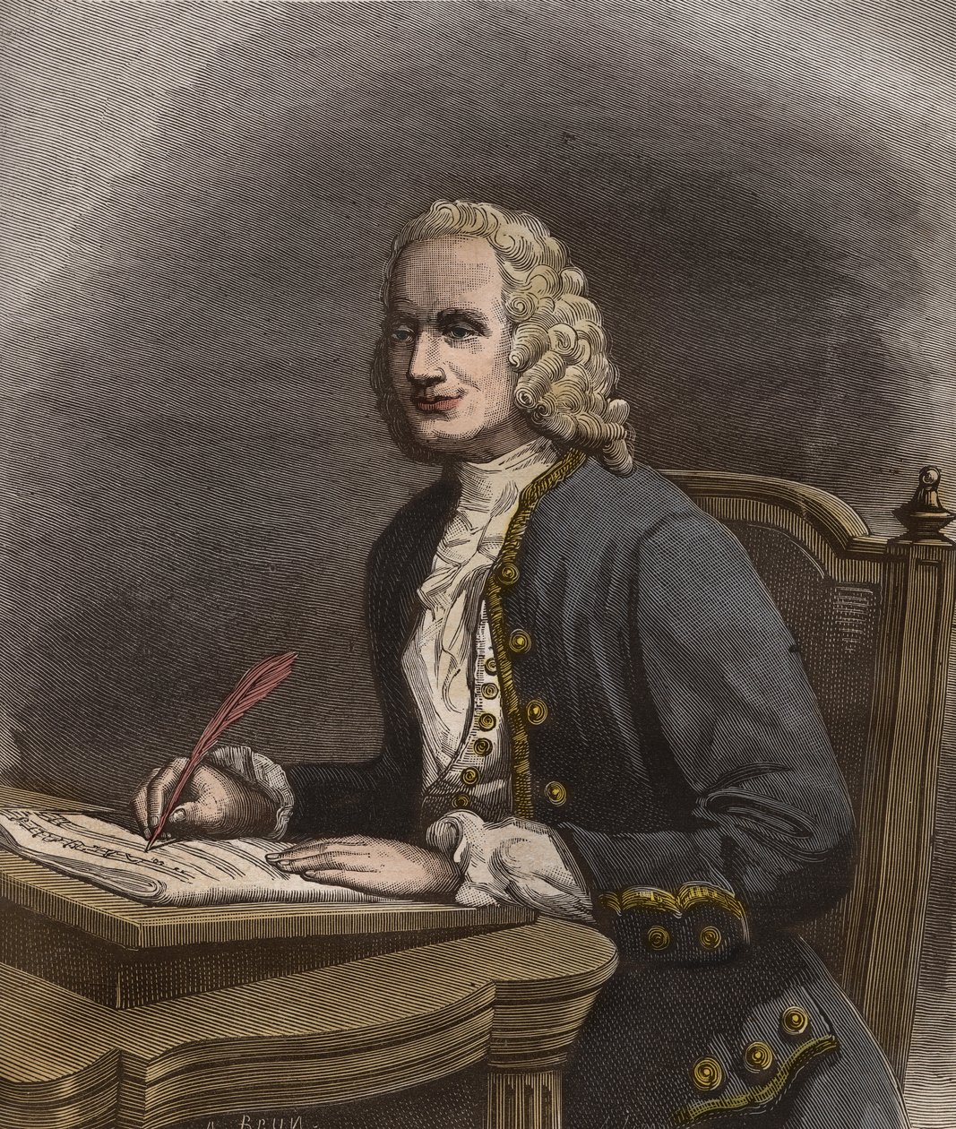 Portræt af Jean Philippe Rameau (1683-1764) - Portræt af Jean-Philippe (Jean Philippe) Rameau (1683-1764), fransk komponist - gravering i "La musique populaire""" berømte ugeavis - 1882 af Unknown artist