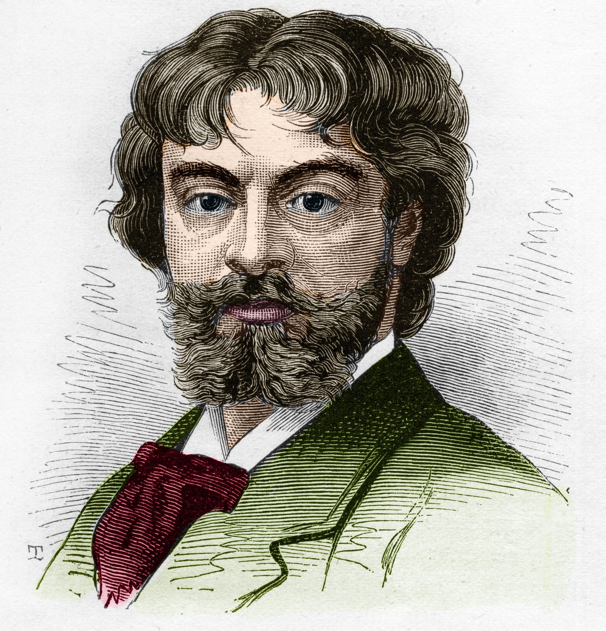 Portræt af Jean Sully Mounet dit Mounet-Sully (Mounet Sully) (1841-1916), fransk komiker, medlem af Comedie Francaise. Indgravering i "" Le Monde Illustré"" n¡1168 af 16. august 1879. af Unknown artist