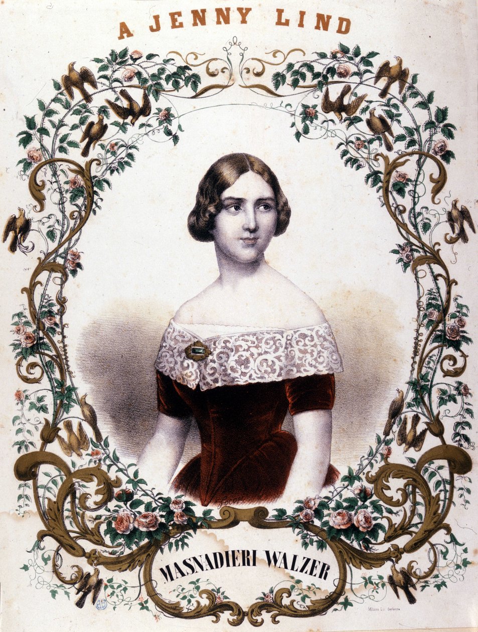 Portræt af Jenny Lind (1820-1887), svensk sangerinde. af Unknown artist