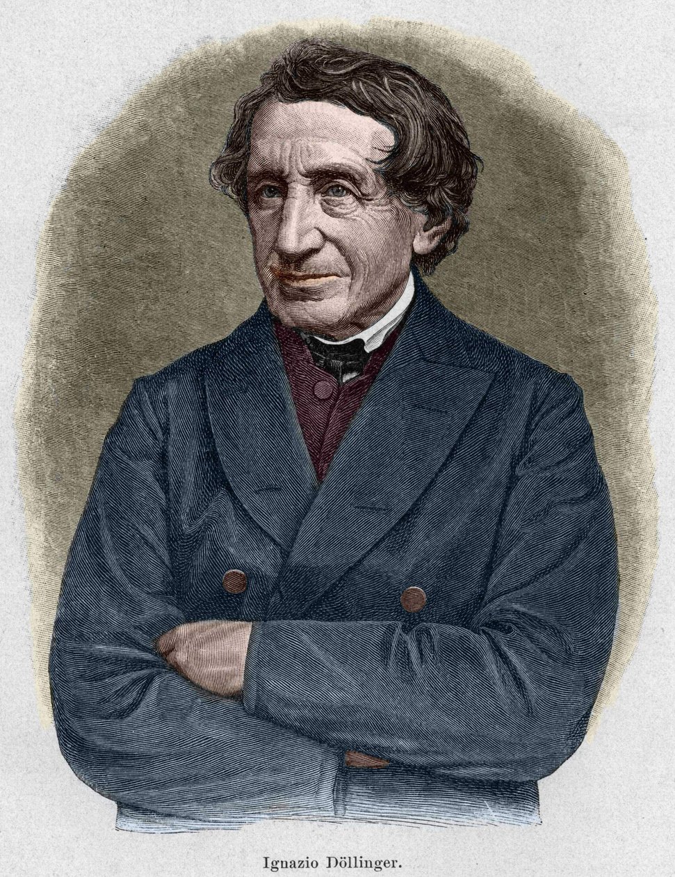 Portræt af Johann Joseph Ignaz von Dollinger (1799 - 1890), Alllemand-præst og professor i kirkehistorie. Indgravering af det 19. århundrede. af Unknown artist