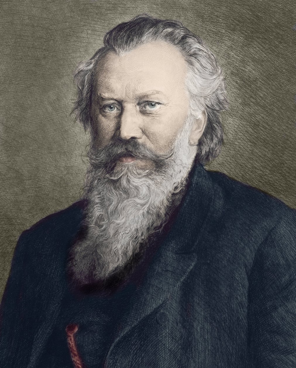 Portræt af Johannes Brahms (1833 - 1897), tysk komponist, pianist og dirigent - af Unknown artist