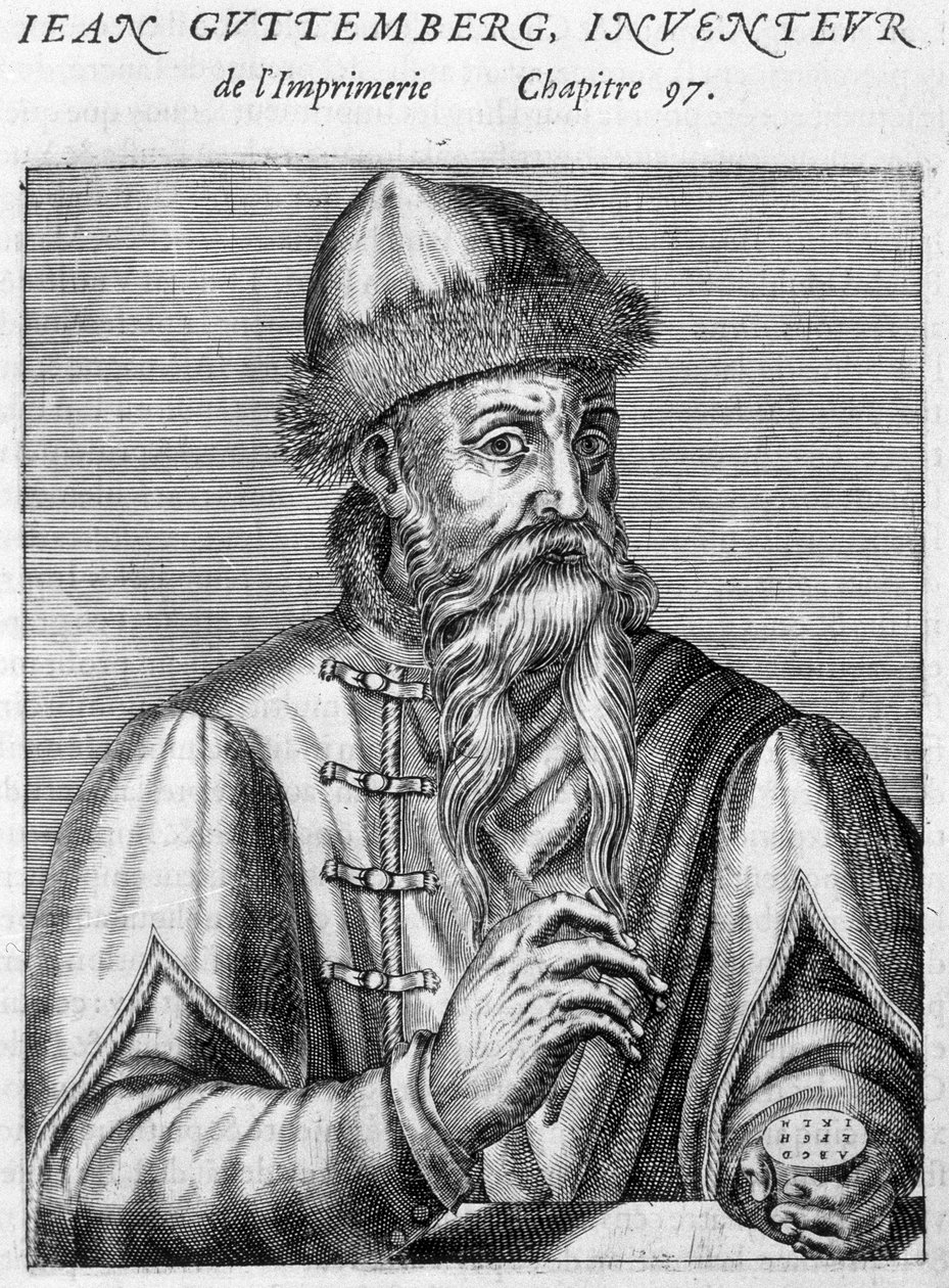 Portræt af Johannes Gutenberg (1400-1468). af Unknown artist