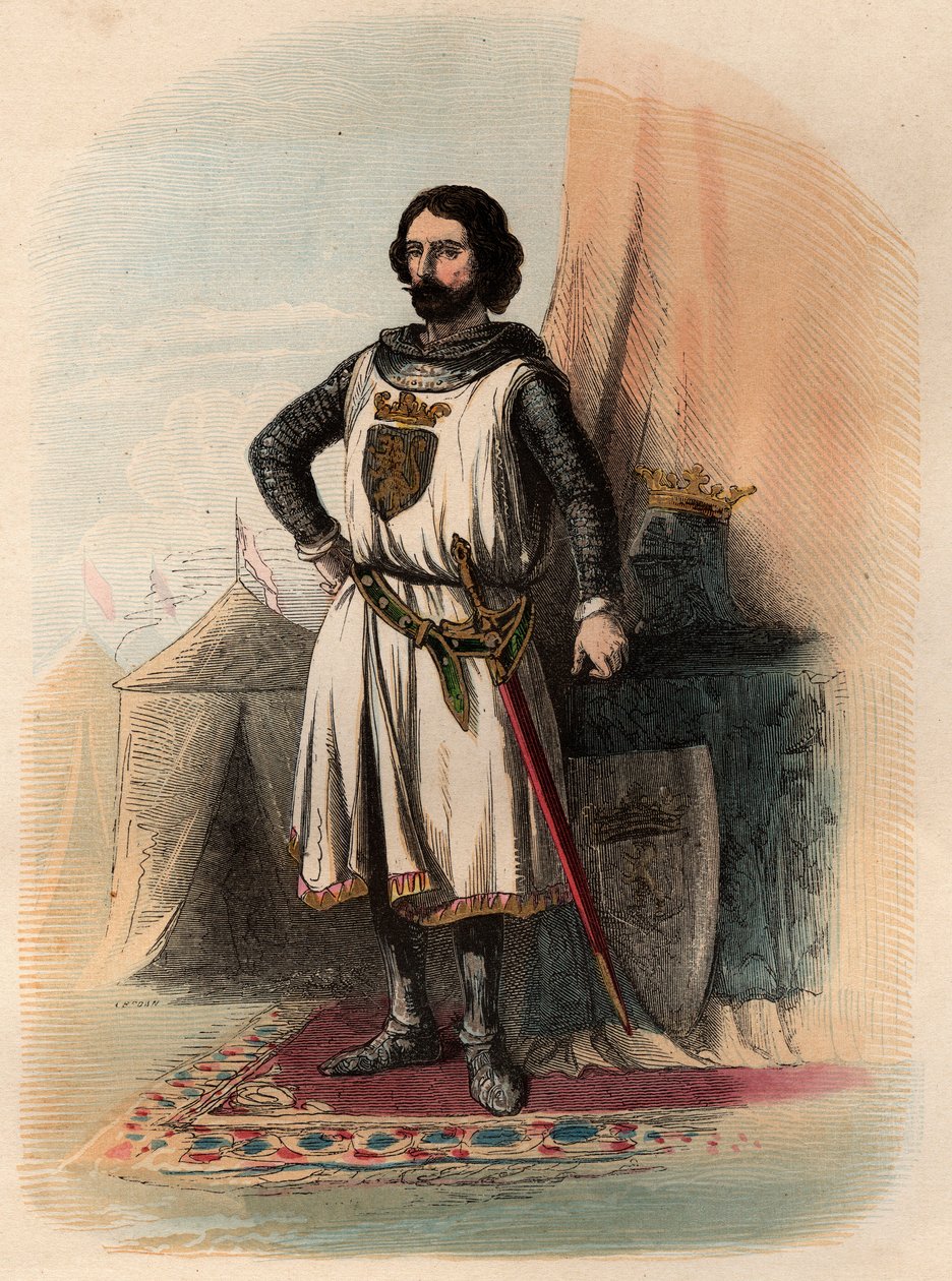 Portræt af Johannes (Johann) I af Brabant, kendt som den sejrende (1253-1294), var hertug af Brabant fra 1267-1294 og hertug af Limburg fra 1288-1294. Indgravering fra 1868 i "Histoire de Belgique fra primitiv tid til slutningen af Leopold I
