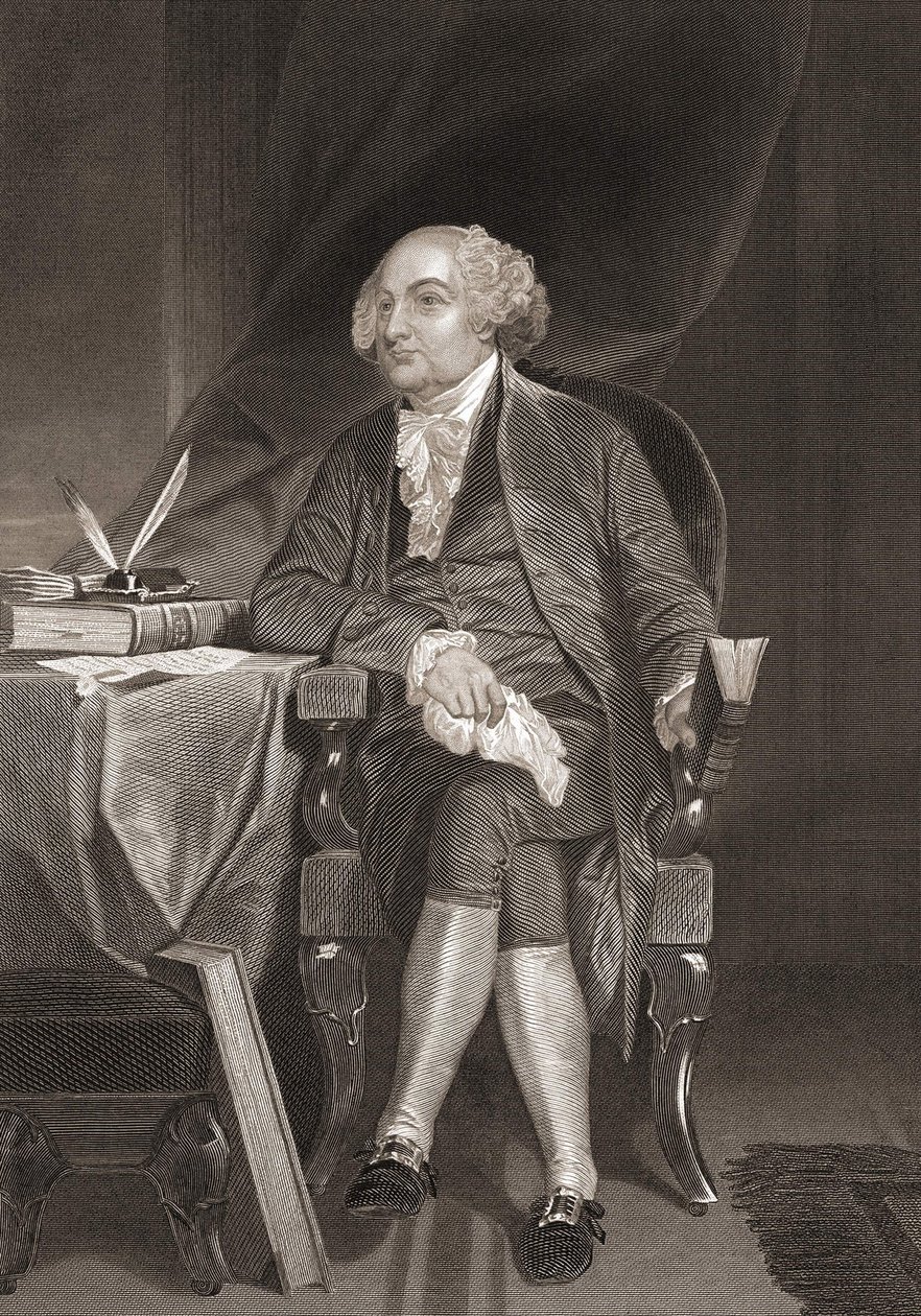Portræt af John Adams (1735-1826), amerikansk statsmand og anden præsident i USA. Indgravering af det 19. århundrede af Unknown artist