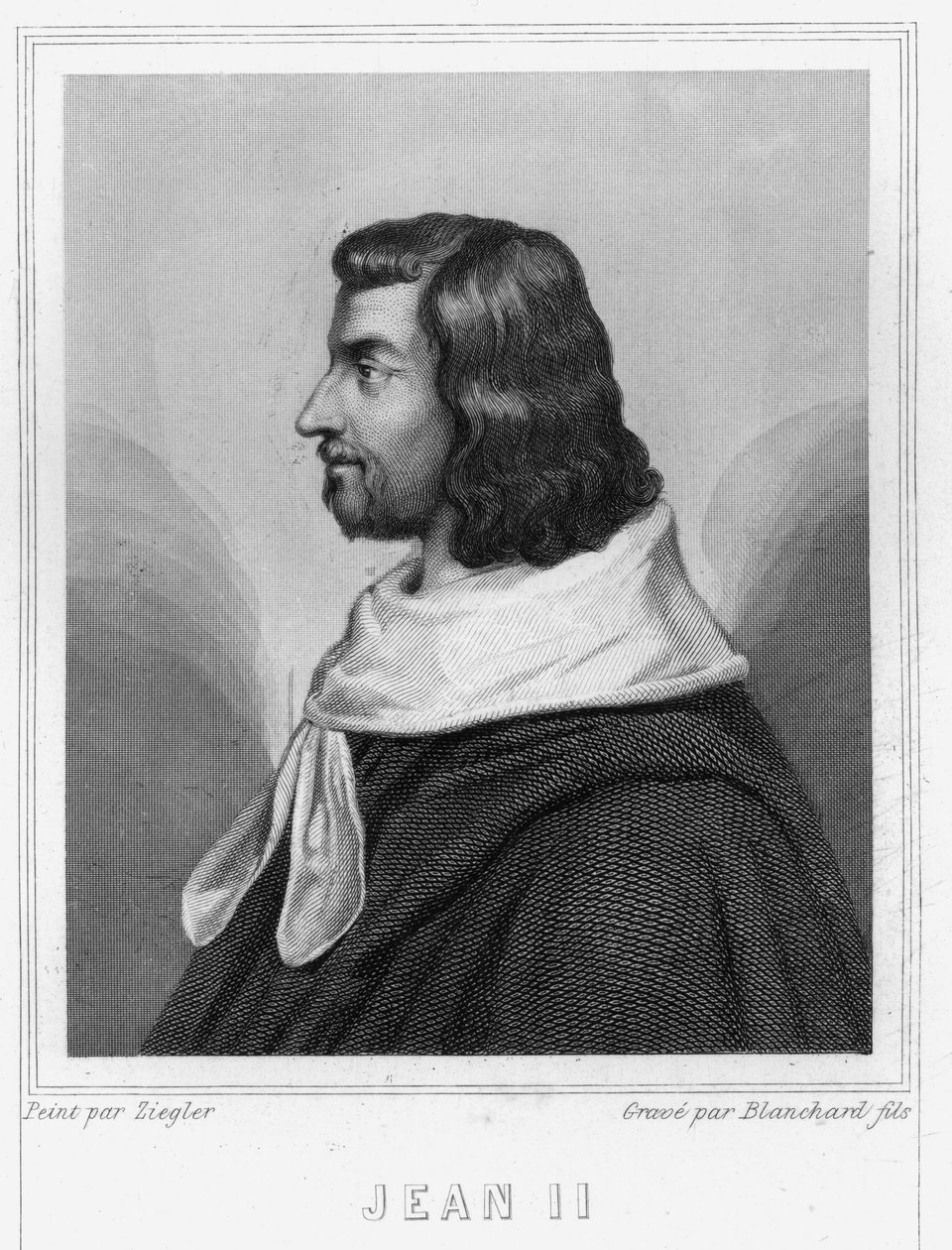 Portræt af Johannes II den Gode (1319 - 1364), konge af Frankrig - i "Histoire des Français"" af Lavallée, stik, sd. af Unknown artist