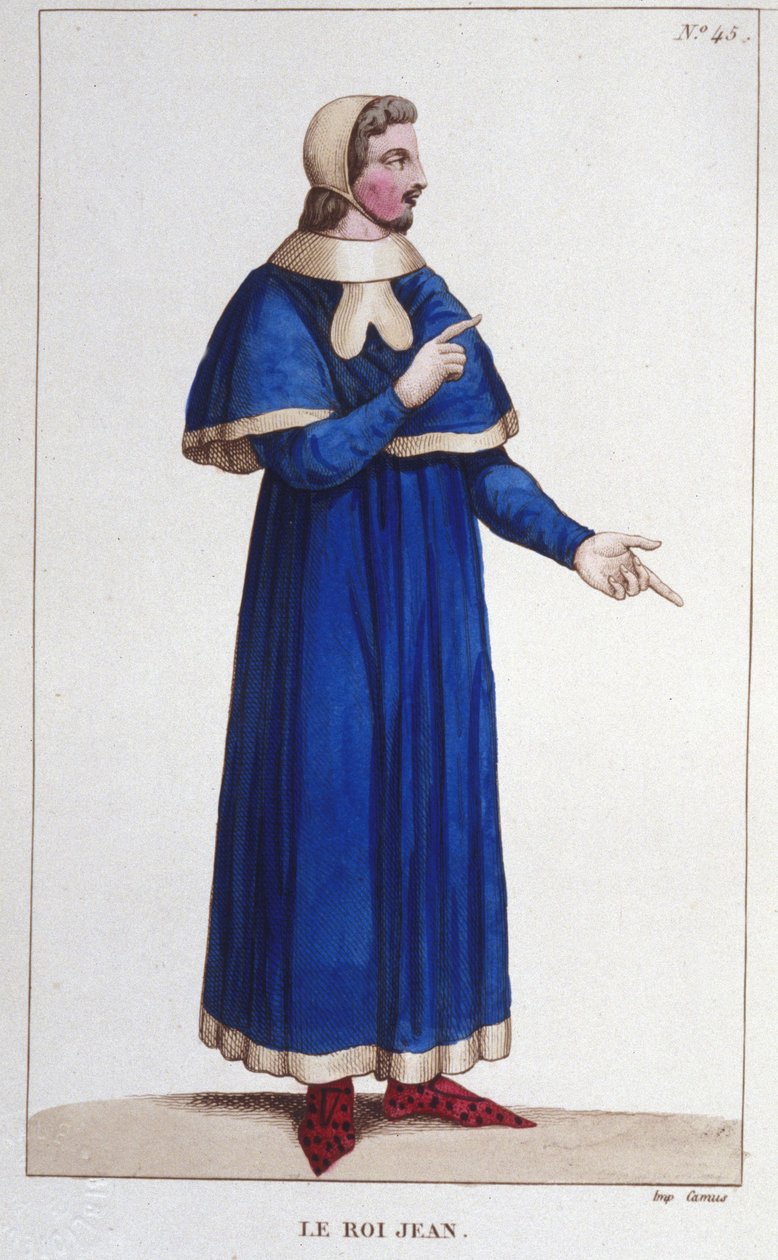 Portræt af Johannes II den Gode (1319 - 1364), konge af Frankrig, gravering fra 1830 af Unknown artist