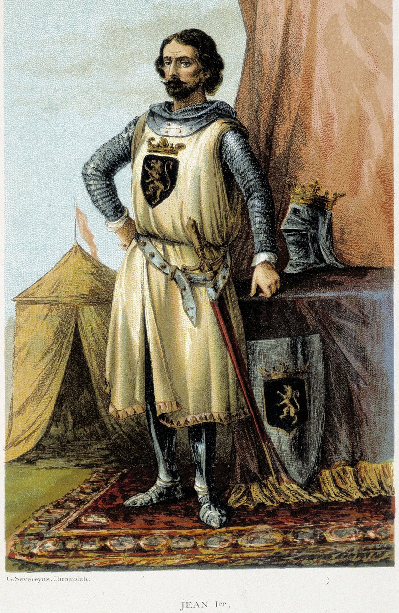 Portræt af Johannes I, kendt som den sejrende (1268-1294), hertug af Brabant. Kromolitografi af det 19. århundrede. af Unknown artist