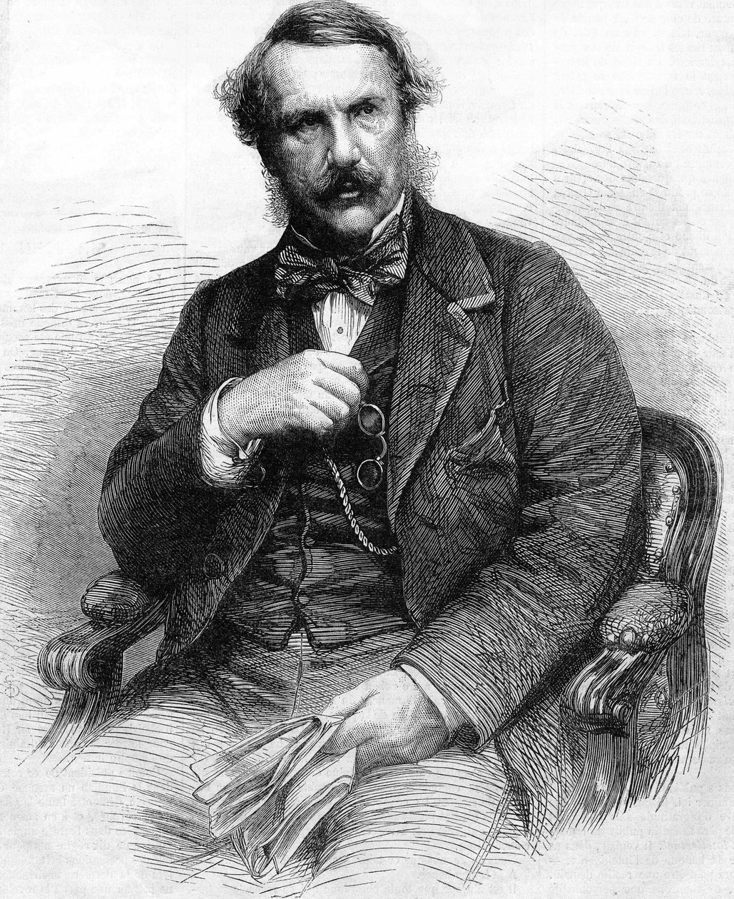 Portræt af John Laird Mair Lawrence. Britisk administrator (1811 til 1879). guvernør i engelsk Indien; Indgravering 1864. af Unknown artist