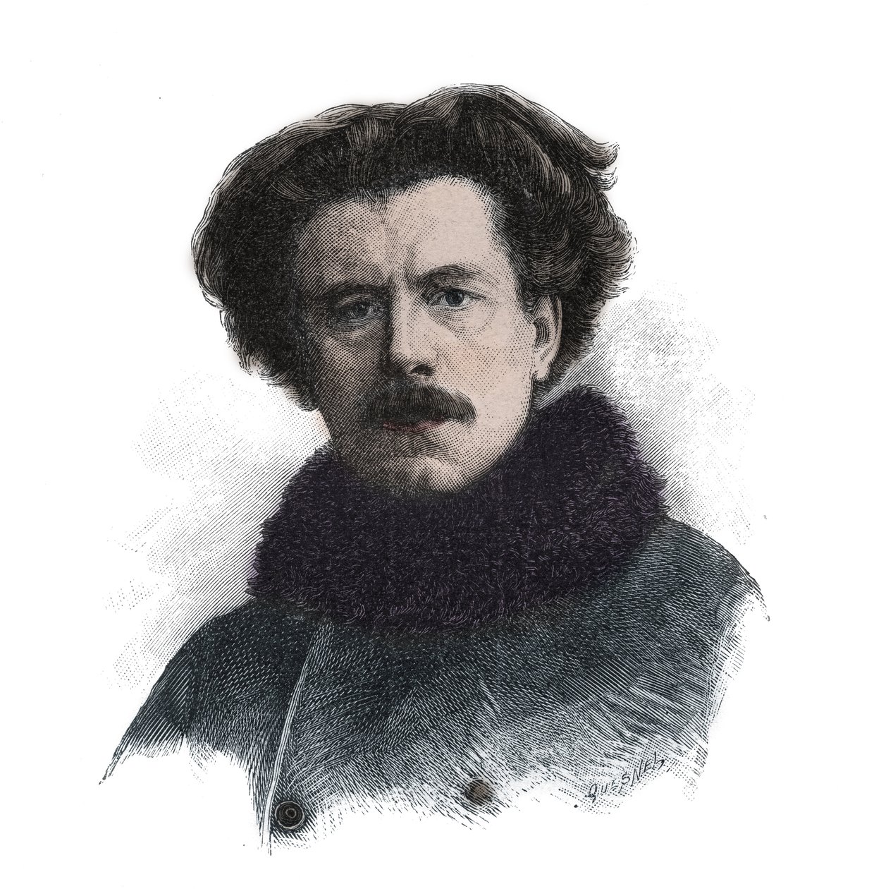 Portræt af Joseph Auguste Maurice Rollinat (1846 -1903) Engelsk digter - gravering af Unknown artist