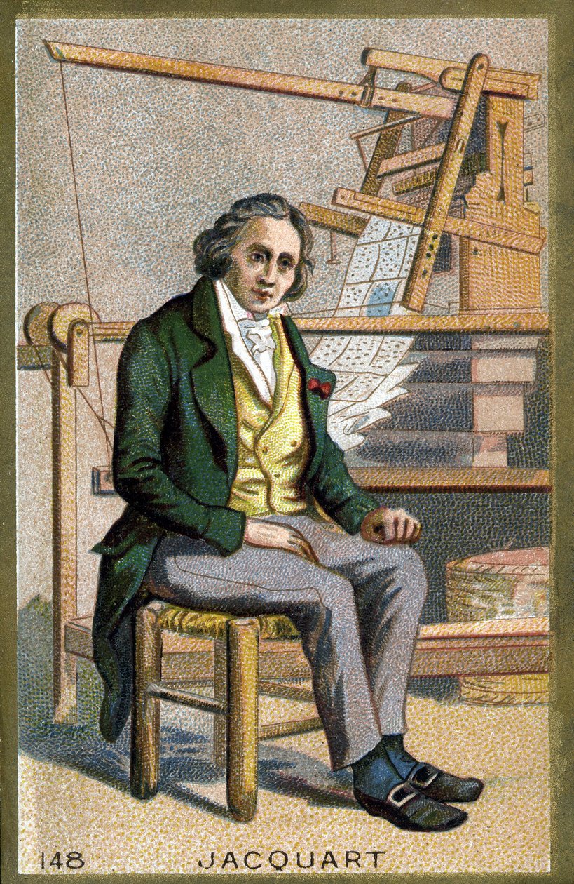 Portræt af Joseph Marie Jacquard (1752-1834), fransk mekaniker opfinder af væven. Kromolitografi i slutningen af det 19. århundrede. af Unknown artist