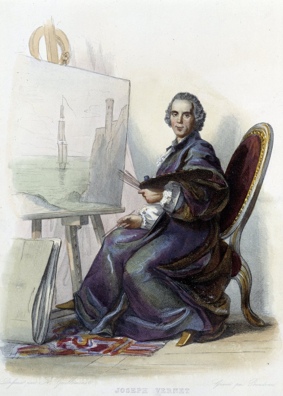 Portræt af Joseph Vernet, fransk maler, tegneserietegner og billedhugger (1714 - 1789) - i "" Le Plutarque Français", red. Mennechet af Unknown artist