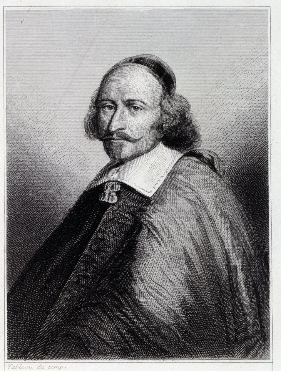 Portræt af Jules Mazarin (Giulio Raimondo Mazzarino eller Mazarino) (1602-1661), fransk kardinal og politiker - i "Franskernes historie"" af Lavallée, stik, sd. af Unknown artist