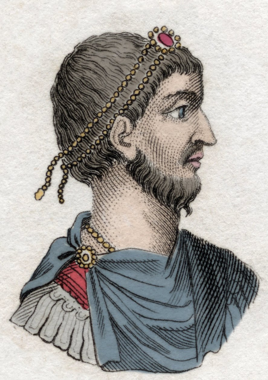 Portræt af Julian den Frafaldne (Flavius Claudius Julianus (331-363), romersk kejser. Indgravering af det 19. århundrede. af Unknown artist