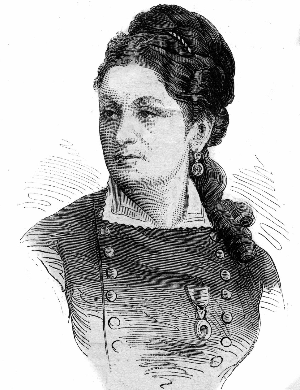 Portræt af Juliette Dodu (1848-1909) heltinde fra krigen i 1870. af Unknown artist