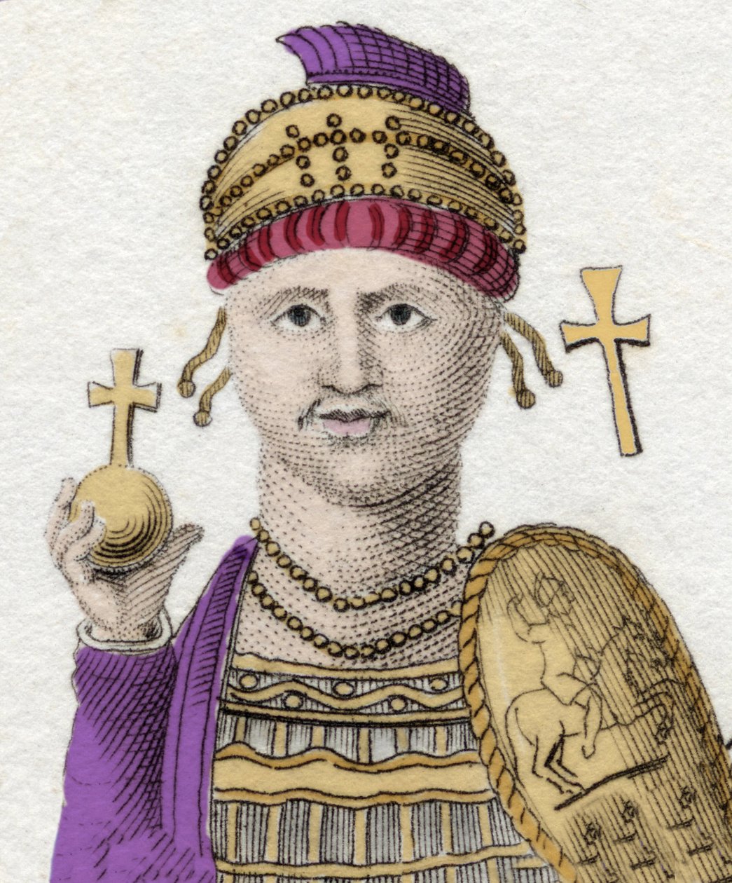 Portræt af Justinian I (Den Store) (Flavius Petrus Sabbatius Justinianus).482 - 565. Romersk kejser af Orienten. af Unknown artist