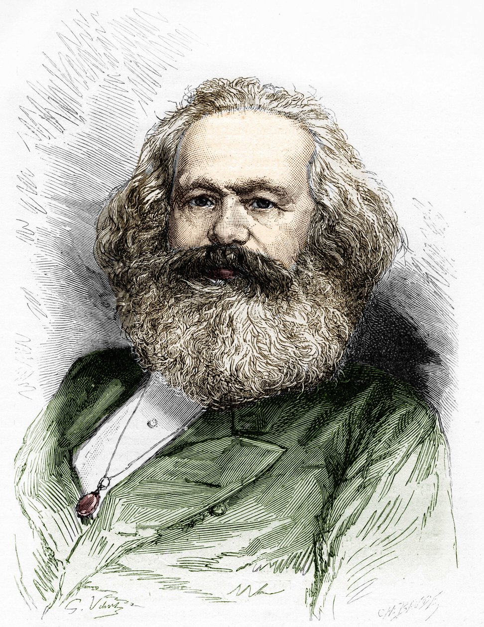 Portræt af Karl Marx (1818-1883), socialismeteoretiker og tysk revolutionær. af Unknown artist