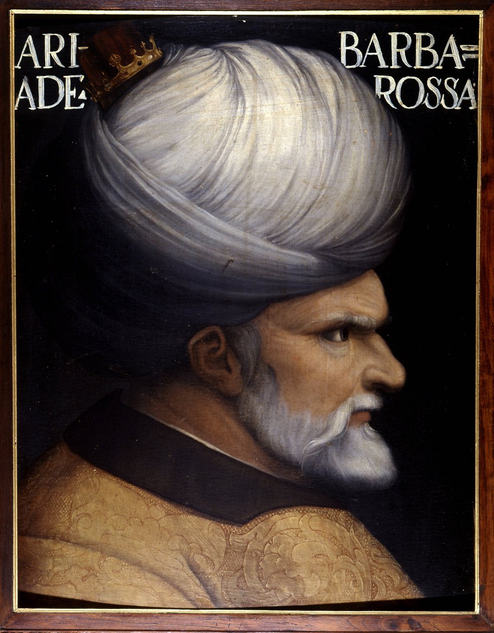 Portræt af Khayr Al-Din Barberousse (1476 -1546), grundlægger med sin bror af Regency of Algier, han var vasal for den osmanniske sultan og Frankrigs allierede mod Karl V. maleri fra det 16. århundrede. Uffizi-museet, Firenze. af Unknown artist