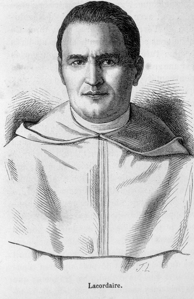 Portræt af Lacordaire, fransk præst og dominikaner (1802 - 1861). af Unknown artist