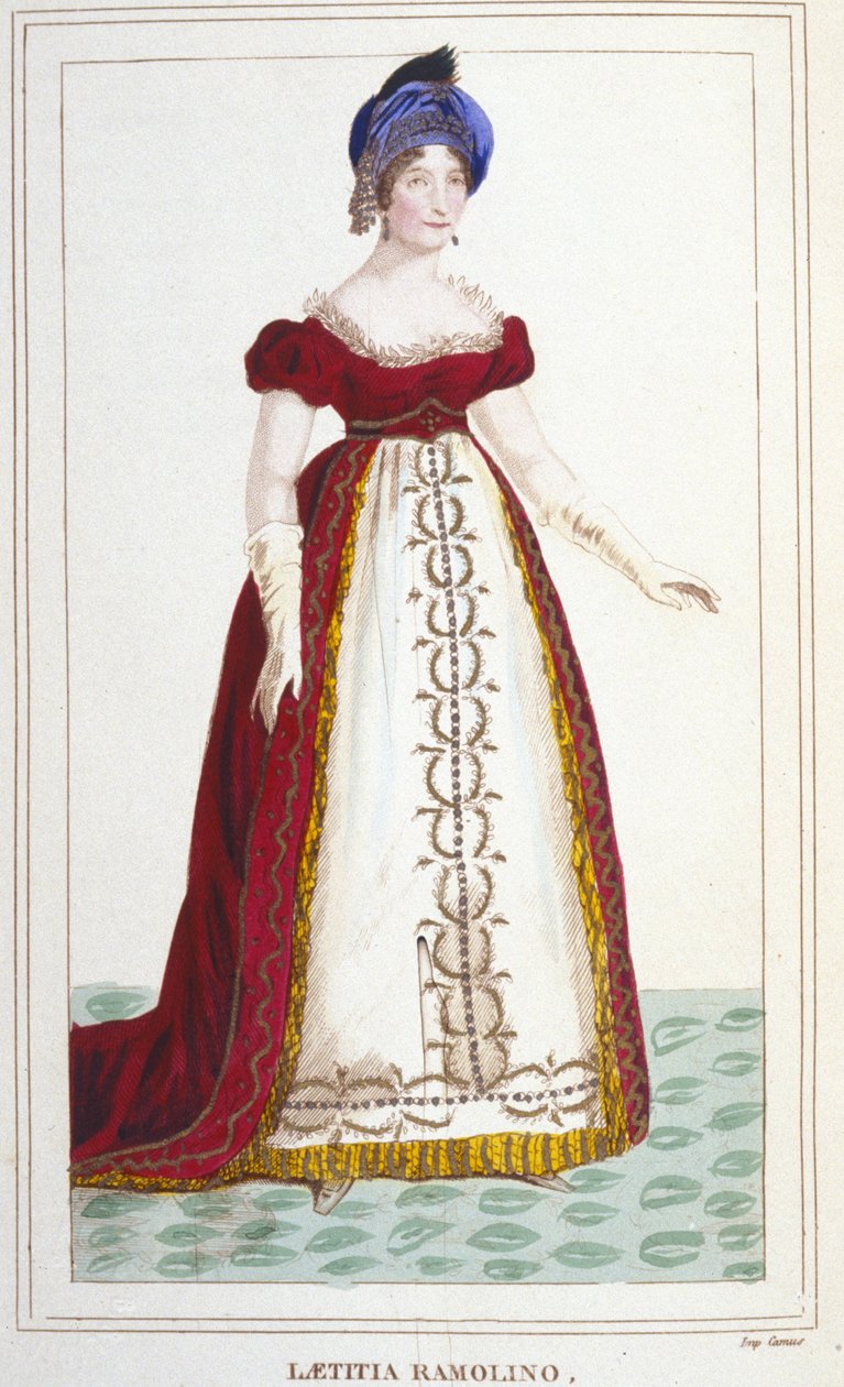 Portræt af Laetitia Bonaparte (Letizia Maria Ramolino) (1750-1836), mor til Napoleon 1. stik fra 1830 af Unknown artist