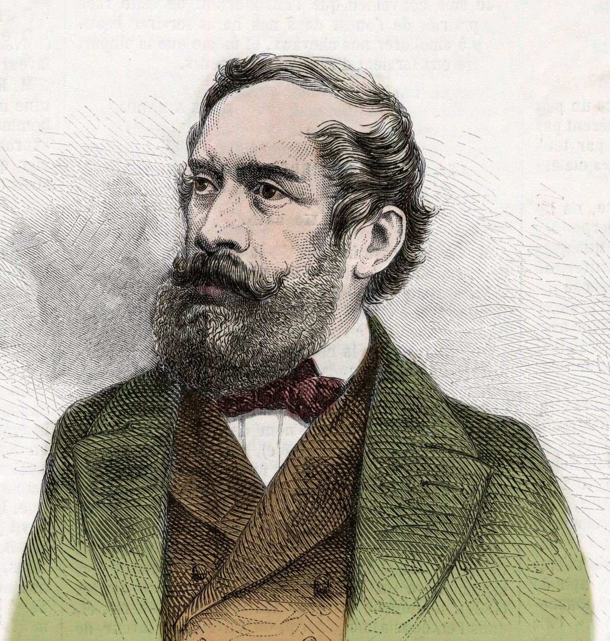 Portræt af Lajos Kossuth (1802-1894), ungarsk politiker - Indgravering fra "The Illustrous World" af Unknown artist