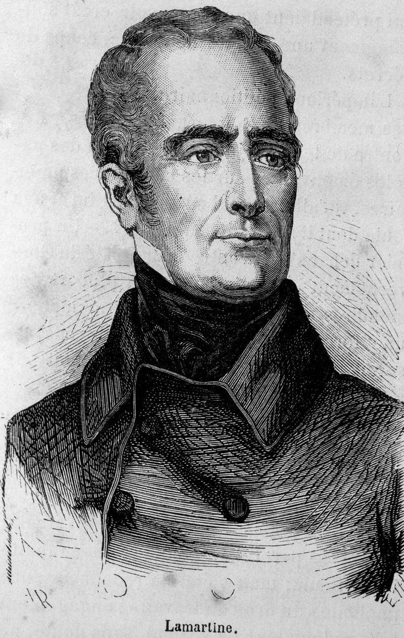 Portræt af Lamartine, fransk digter (1790 - 1869) af Unknown artist