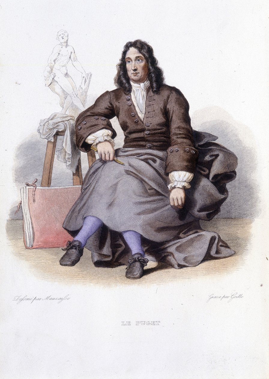 Portræt af Le Puget (Pierre Puget) fransk billedhugger, maler og arkitekt (1620 til 1694) - i Ed. Mennechet, "" Le Plutarque francais"" af Unknown artist