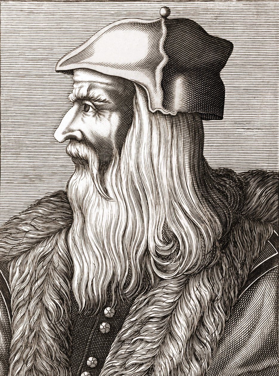 Portræt af Leonardo da Vinci (Leonardo da Vinci) (1452 - 1519). af Unknown artist