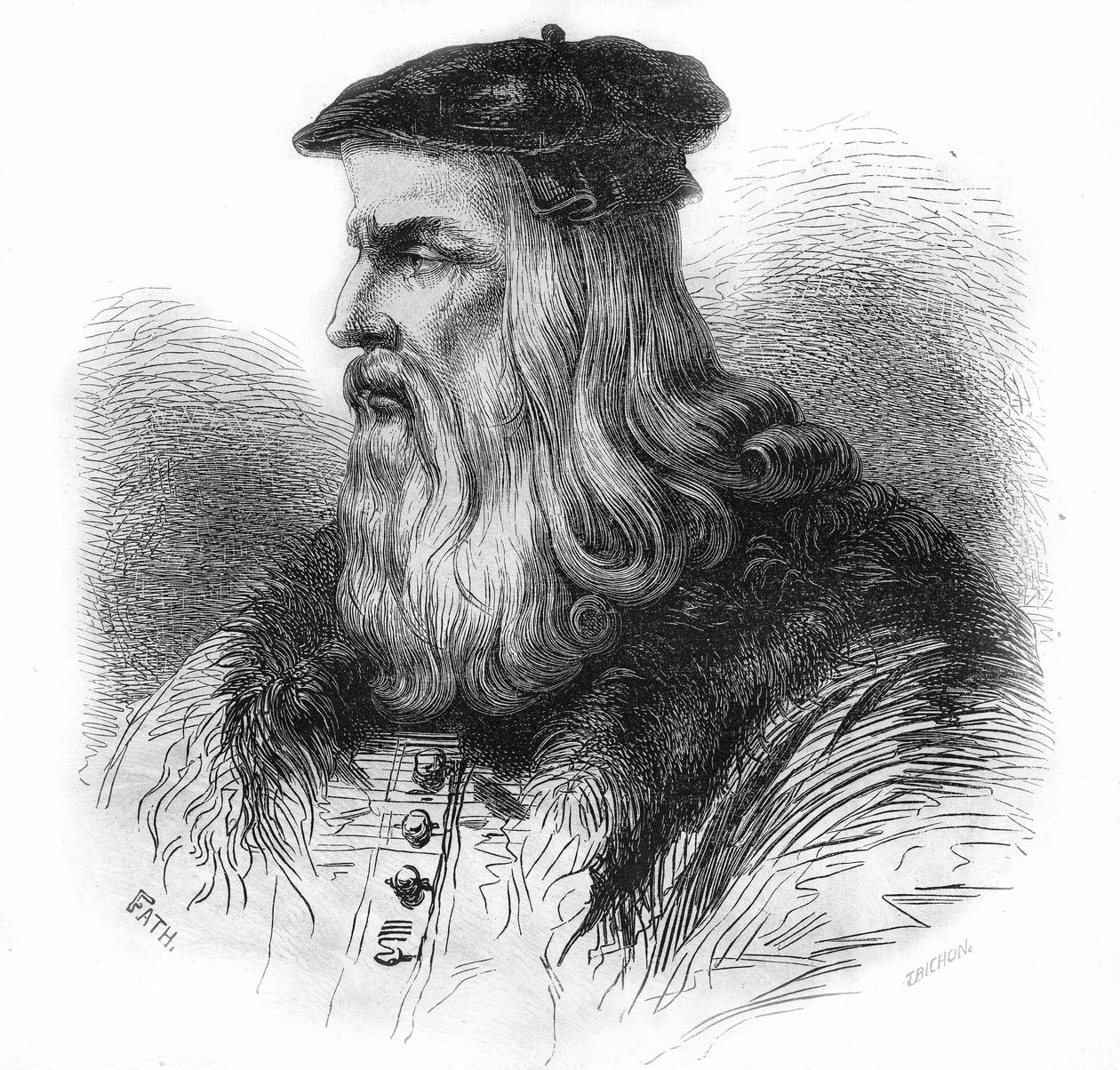 Portræt af Leonardo da Vinci (Leonardo da Vinci) (1452 - 1519). af Unknown artist