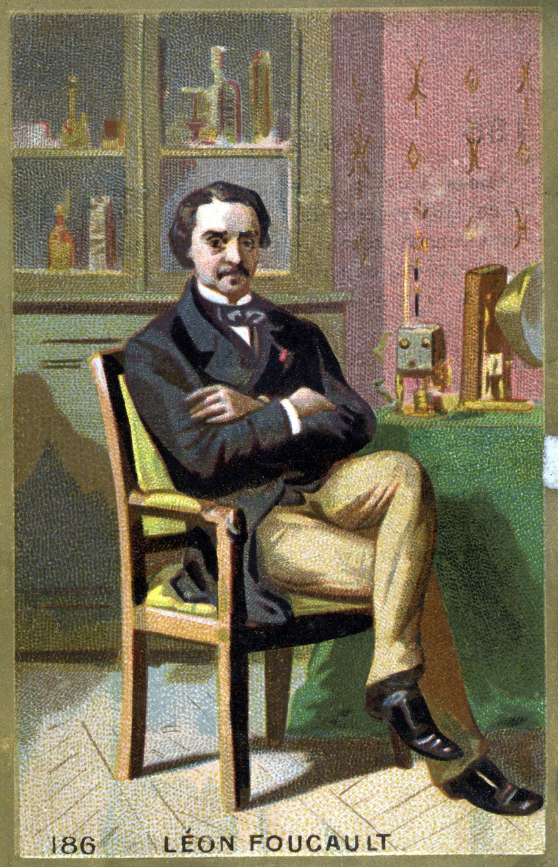 Portræt af Léon Foucault (1819 - 1868) på hans kontor. af Unknown artist