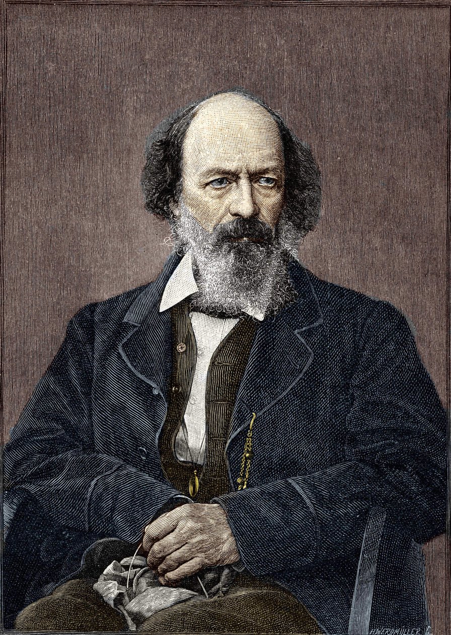 Portræt af Lord Alfred Tennyson, engelsk digter og dramatiker (1809 til 1892). af Unknown artist