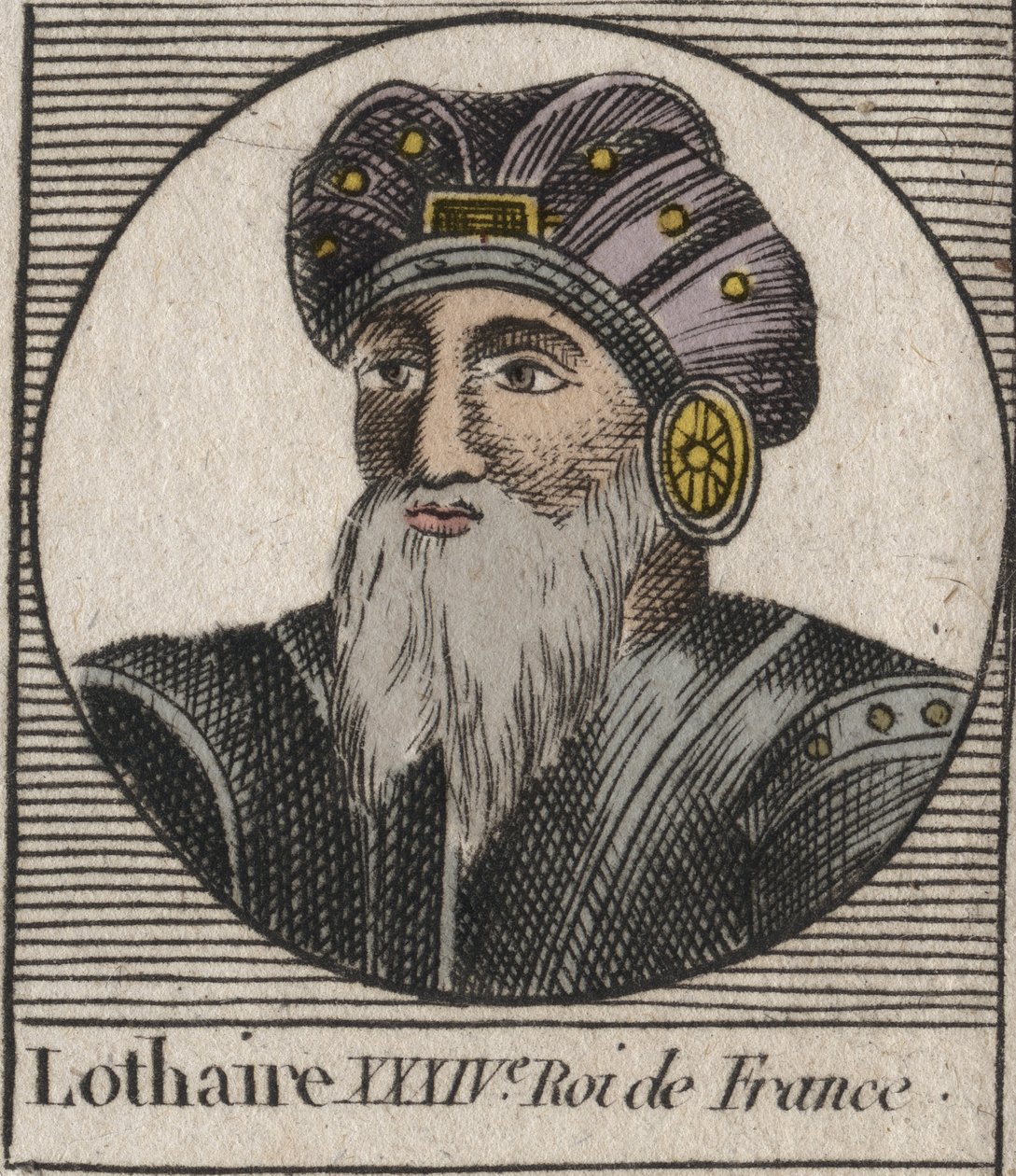 Portræt af Lothair (941-986), Frankernes konge - Lothair (941-986) Kongen af ​​Frankrig - gravering fra "" Instruction sur l