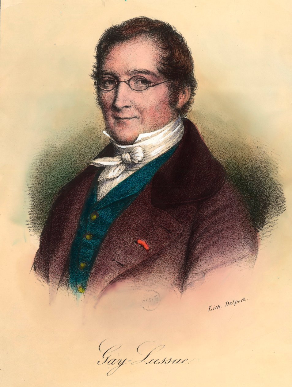 Portræt af Louis-Joseph Gay-Lussac (Louis Joseph Gay Lussac) (1778 - 1850), fransk kemiker og fysiker. Indgravering af det 19. århundrede. Privat samling. af Unknown artist