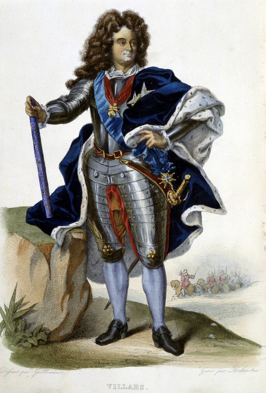 Portræt af Louis Claude Hector, hertug af Villars, marskal af Frankrig (1653-1734) - i "" Le Plutarque francais"", red. Langlois, Paris af Unknown artist