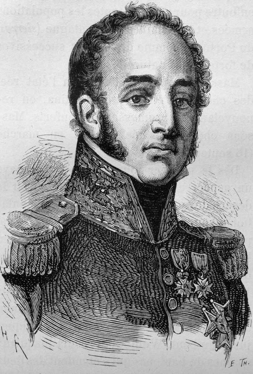 Portræt af Louis Gabriel (Louis-Gabriel) Suchet (1770-1826). Indgravering af slutningen af det 19. århundrede i "Histoire de France"" af H. Martin. af Unknown artist