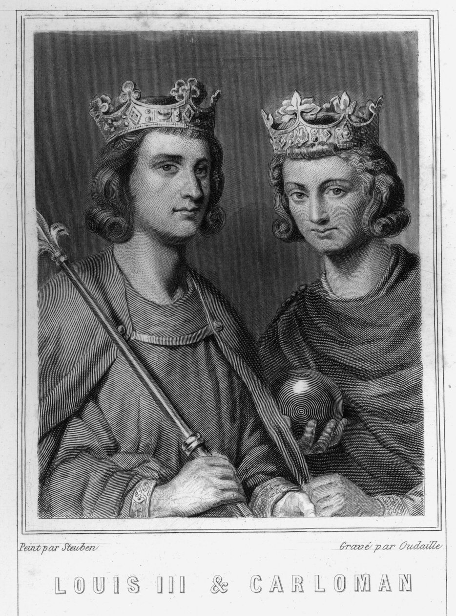 Portræt af Louis III (ca. 863 - 882), konge af Frankrig og Carloman (? - 884), konge af Frankrig af Unknown artist