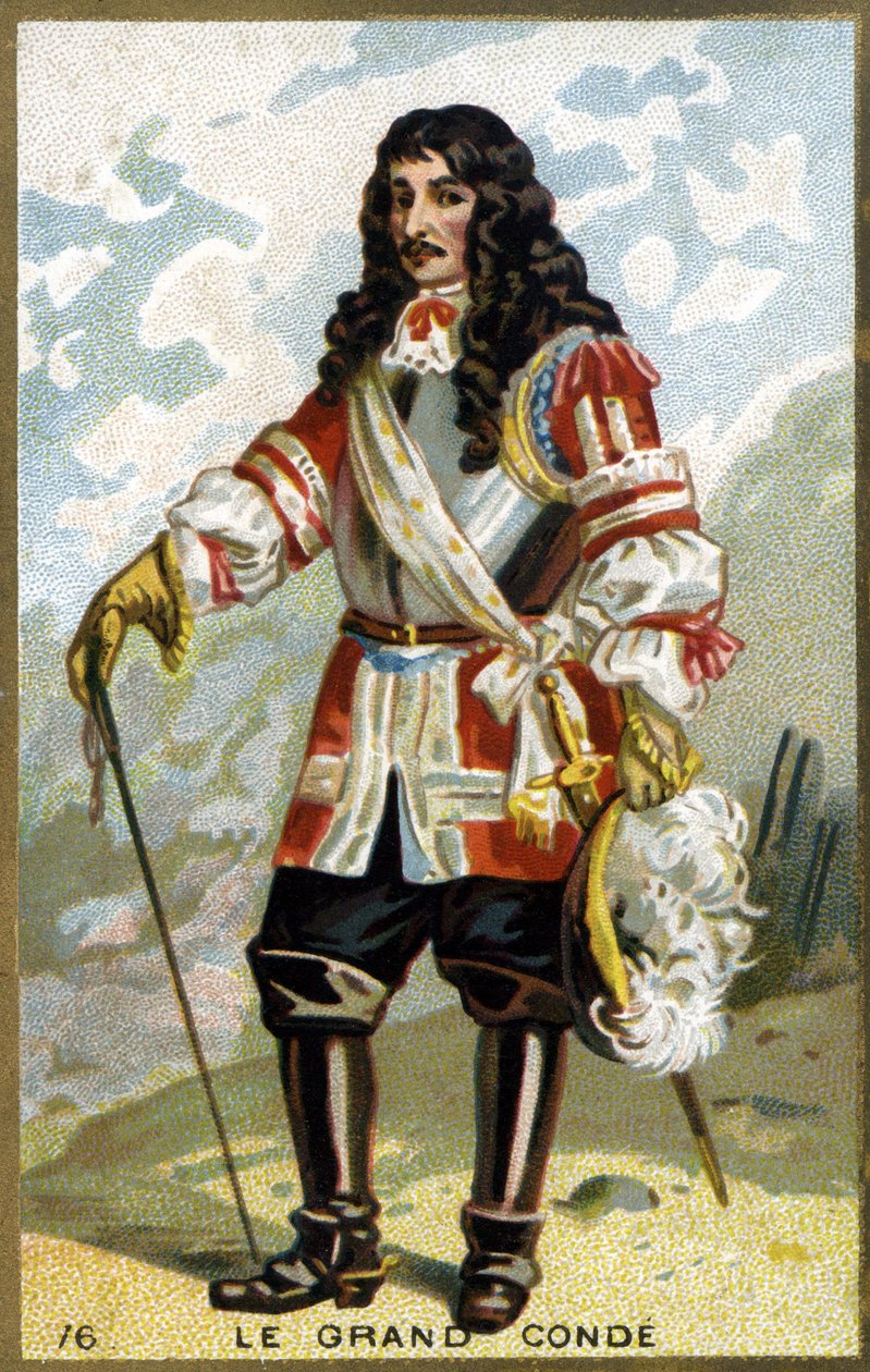 Portræt af Louis II af Bourbon, 4. prins af Condé (Bourbon-Conde), kendt som Grand Condé (1621 - 1686). Kromolitografi af det 19. århundrede. af Unknown artist