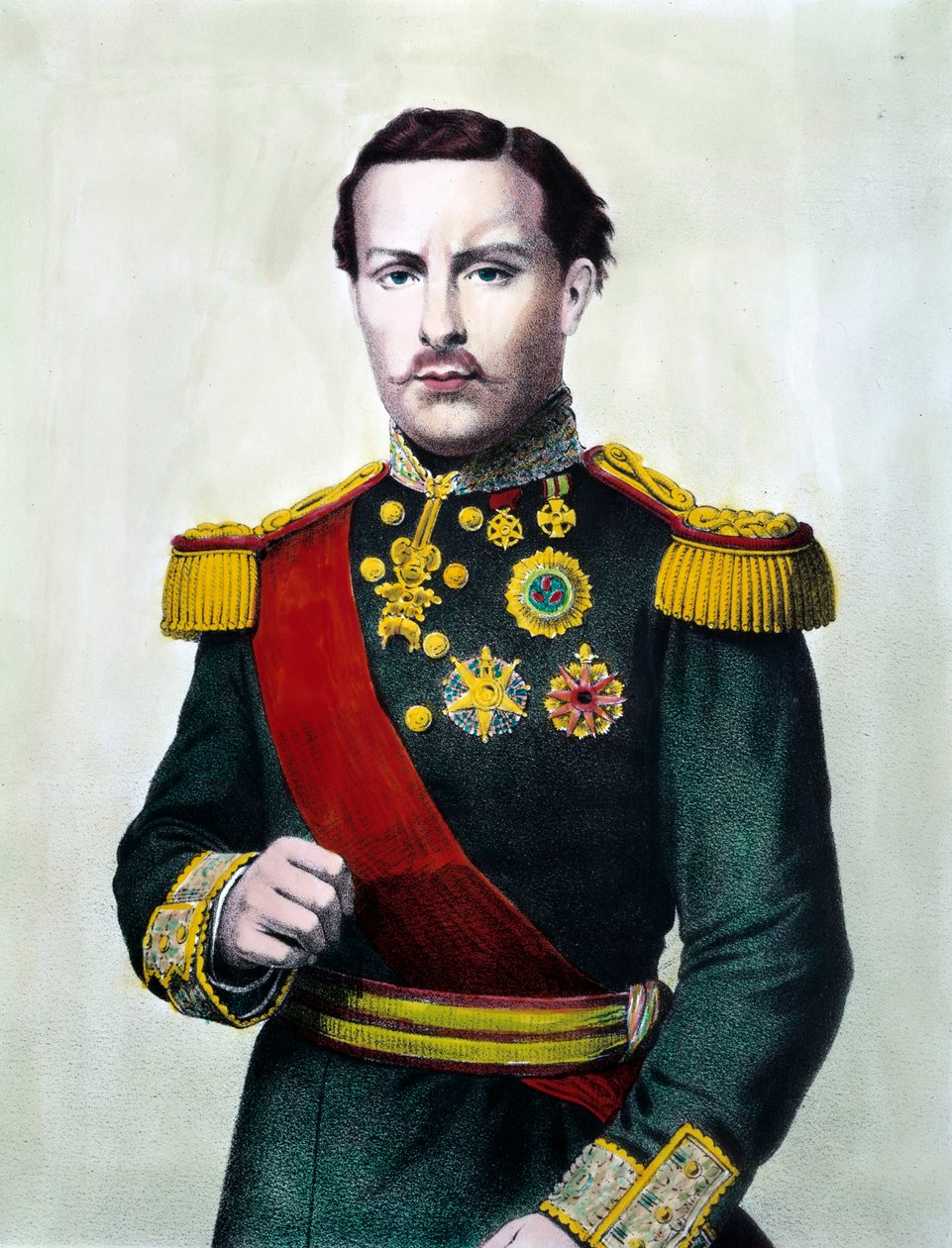Portræt af Ludvig I af Portugal (1838-1889) Konge af Portugal Gravering af det 19. århundrede Privat samling af Unknown artist