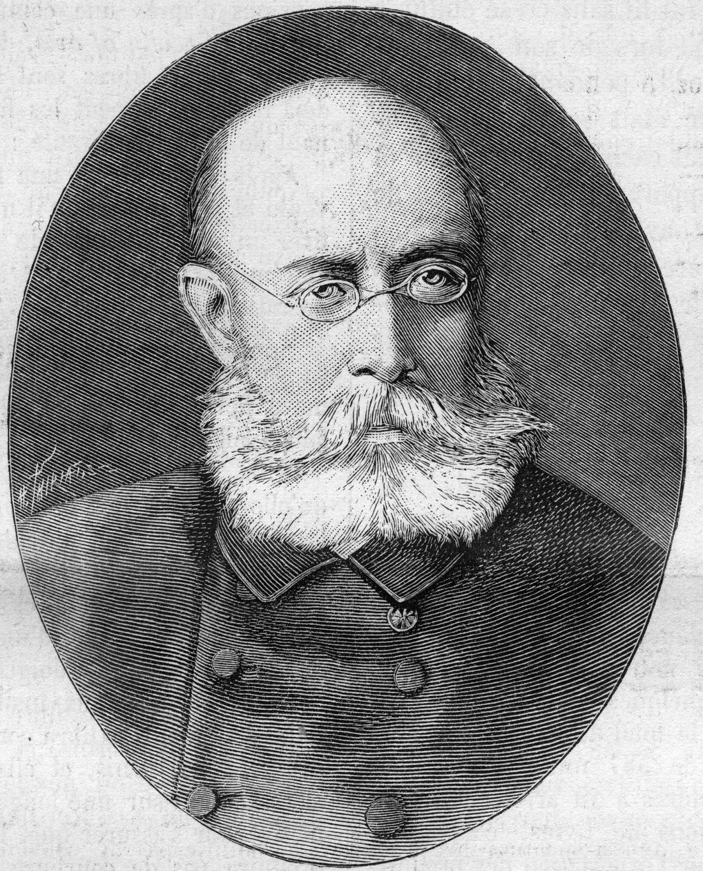 Portræt af Louis Leon Cesar Faidherbe (General Faidherbe) (1818-1889), fransk soldat og politiker. Indgravering i "" Nature. Journal of science og dets anvendelser til kunst og industri. af Unknown artist