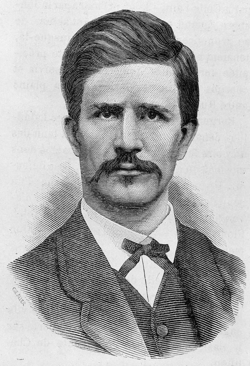 Portræt af Louis Rossel (1844 - 1871). Indgravering af slutningen af det 19. århundrede i "Histoire de France"" af H. Martin. af Unknown artist