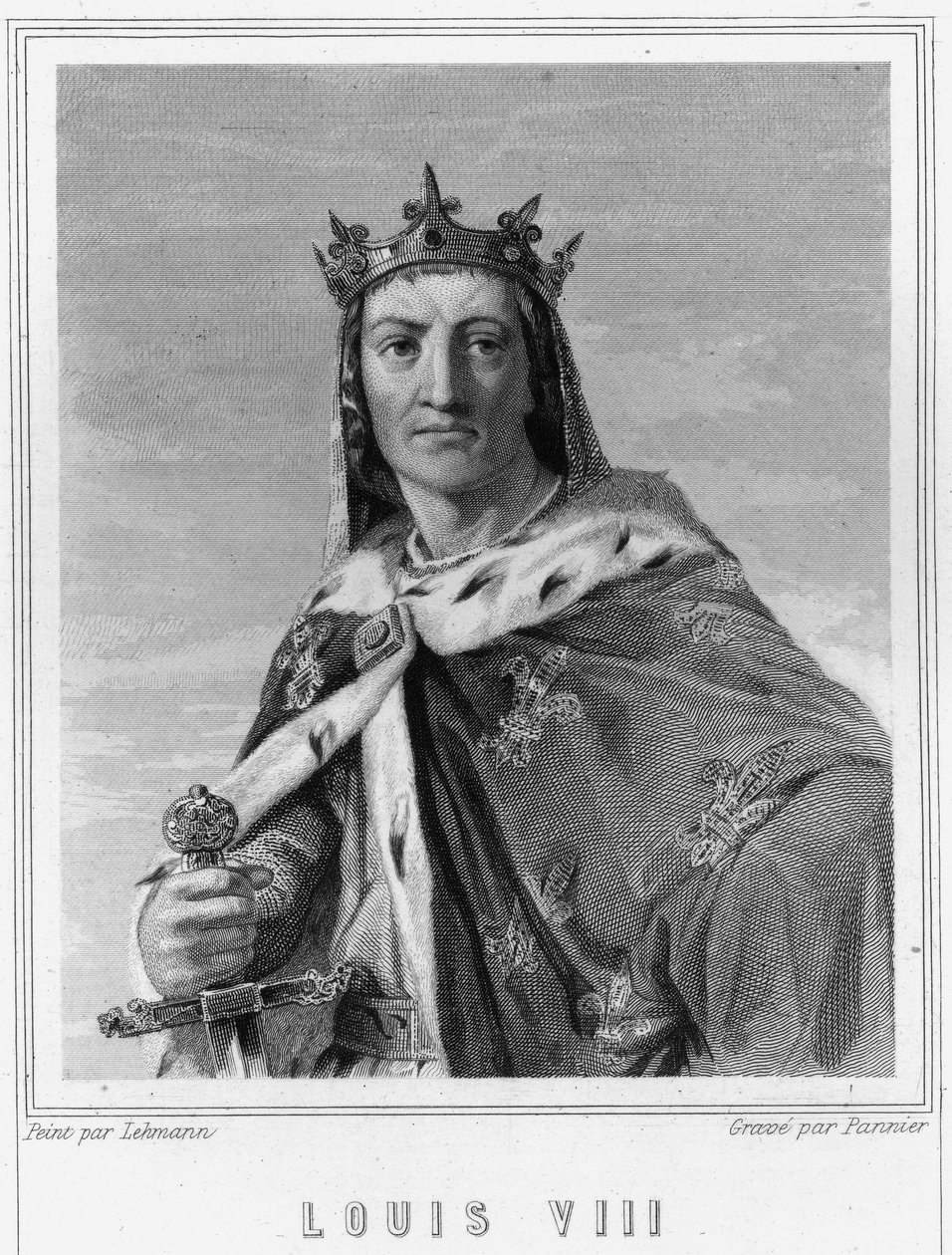 Portræt af Louis VIII (1187 - 1226), konge af Frankrig - i "Histoire des Français"" af Lavallée, stik, sd. af Unknown artist