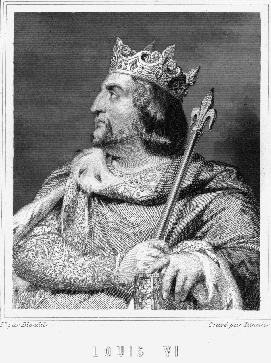 Portræt af Louis VI le Gros (1081 - 1137), konge af Frankrig - i "Histoire des Français"" af Lavallée, stik, sd. af Unknown artist