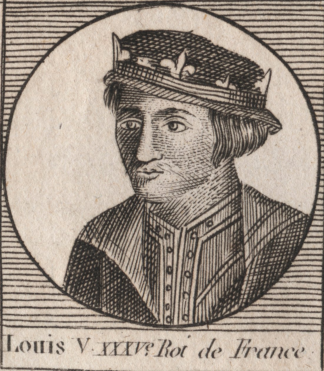 Portræt af Louis V le Faineant (967-987), konge af Frankrig - Ludvig V den Indolente (967-987) - gravering fra "" Instruction sur l